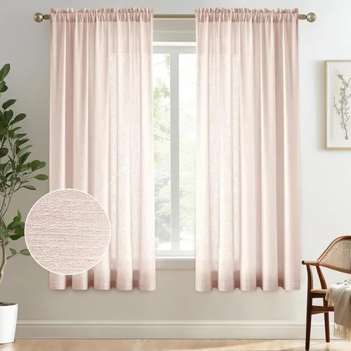 Vista 81 de Melodieux Cortinas de Niveles Semitraslúcidas Negras de 24 Pulgadas de Largo para Cocina, Cafetería, Dormitorio, Ventanas Pequeñas, Aspecto de Lino