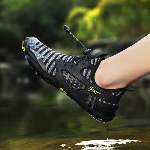 Vista 5 de APQAIKV Zapatos de correr para hombre, zapatos de agua de verano con cordones, zapatos de agua de secado rápido, zapatos de natación y hombres