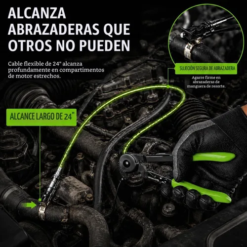 Vista 3 de Juego de alicates de abrazadera de manguera, abrazadera de manguera de largo alcance de alambre flexible, mordaza giratoria tipo R y alicates