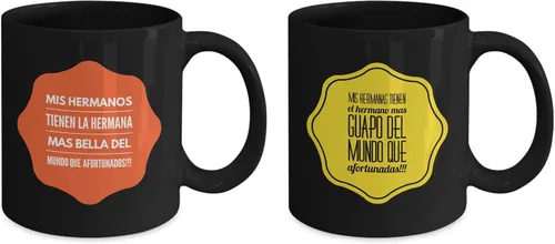 Vista 2 de Regalo para hermana Taza de café para hermano Perfecto regalo para navidad, graduados, profesionales y estudiantes Vaso con afirmaciones Negro