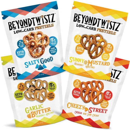 Vista 5 de BeyondTwistz Pretzels Bajos en Carbohidratos, Cheezy Street, Amigables con Keto, 2g de Carbohidratos Netos, 18g de Proteína, Enriquecidas con Fibra
