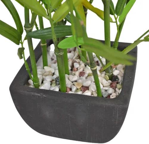 Vista 6 de Westcharm Bambú artificial en maceta de poliresina negra con piedras decorativas de río para el hogar, oficina, cocina, sala de estar, encimera