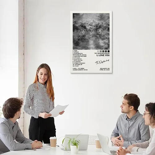 Vista 5 de UTOYA Póster con texto en inglés «The Neighbourhood I Love You» (I Love You), pintura decorativa en lienzo para dormitorio, 12 x 18 pulgadas