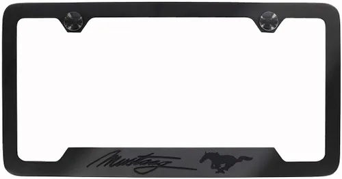 Vista 2 de License Frame Inc. Ford Mustang Marco de matrícula de metal estilo oscurecido, 2 agujeros