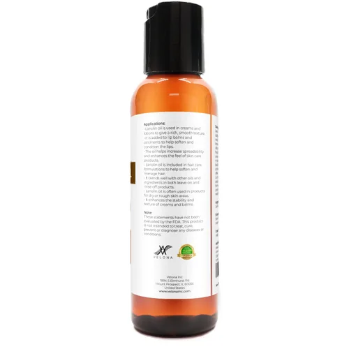 Vista 4 de velona Aceite de lanolina grado USP 2 fl oz Aceite portador 100% puro y natural Refinado, prensado en frío Hidratante para piel, cabello