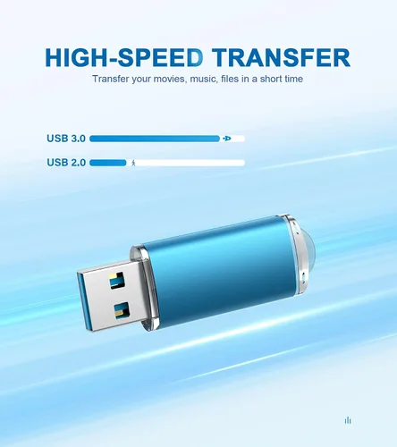 Vista 2 de TOPESEL Unidad flash USB 3.0 de 128 GB, memoria USB de alta velocidad para almacenamiento de datos (azul)