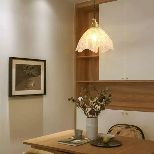 Vista 4 de Modern Creative Irregular Glass Pendant Lights, Nordic Retro Gold Hanging Pendant Lamp, Brass Adjustable Cord E27/E26 Sockets Chandelier for Kitchen