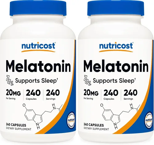 Vista 6 de Nutricost Melatonina 20mg, 240 Cápsulas, Sin OGM y Sin Gluten