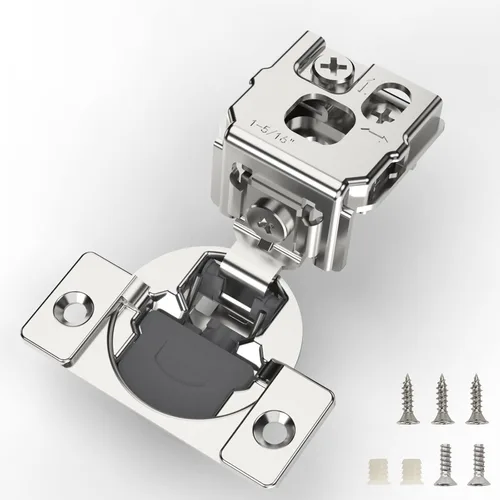 Vista 13 de Furniware 10 Piezas Bisagras de Gabinete de Cierre Suave Superpuestas de 1 Pulgada para Gabinete de Marco Frontal, Acero Inoxidable, Ángulo