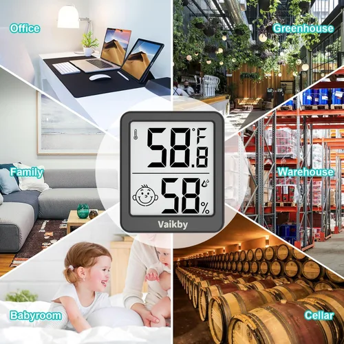 Vista 8 de Higrómetro de humedad para interiores, paquete de 3, termómetro de habitación para monitor preciso de temperatura ambiente, higrómetro digital