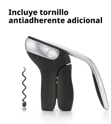 Vista 3 de OXO Sacacorchos de Palanca Vertical de Acero con Cortador de Papel de Aluminio Extraíble