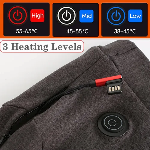 Vista 3 de Conjunto de ropa interior térmica con calefacción, ropa interior con calefacción USB para hombre, capa base de 9 zonas calentadas