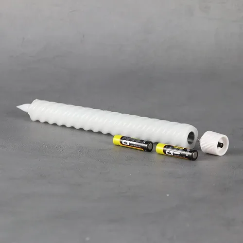 Vista 7 de Rhytsing Velas cónicas sin llama blancas de 10 pulgadas con temporizador, velas cónicas en espiral que funcionan con baterías, luz blanca cálida