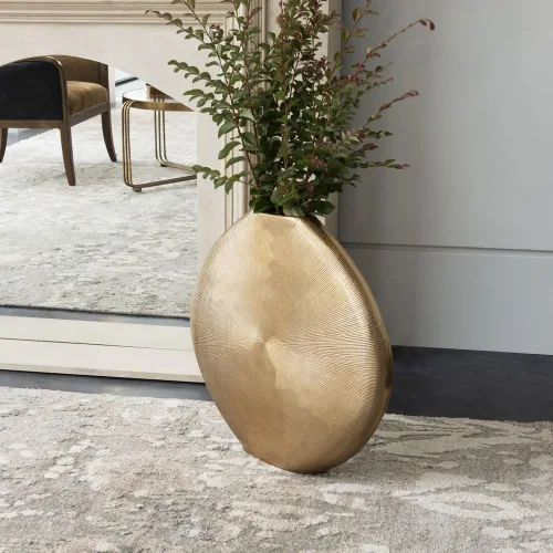 Vista 5 de Uttermost Gretchen - Jarrón moderno dorado acanalado de 23 pulgadas de alto
