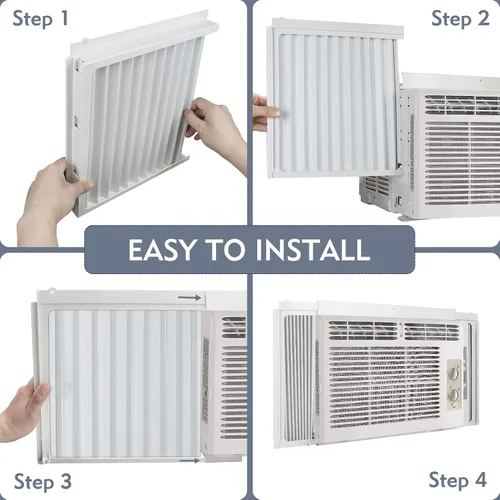Vista 8 de Flamorrow Paneles laterales de aire acondicionado de ventana con marco, se adapta a aires acondicionados de ventana de 22,000 BTU, kit de relleno