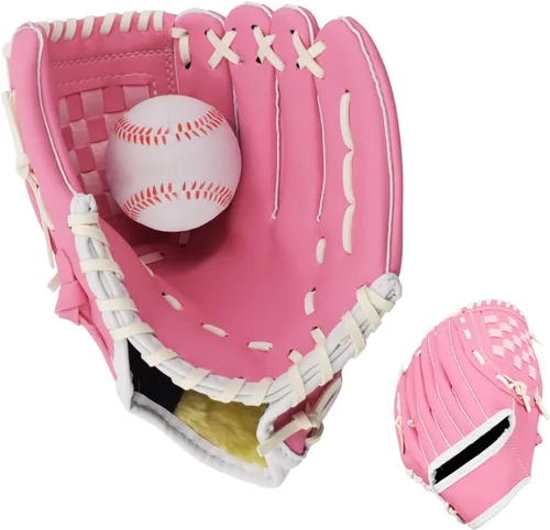 Vista 7 de Senston Guante de béisbol para niños y jóvenes, manoplas de sóftbol de 10.5 pulgadas, lanzamiento de mano izquierda/derecha con pelota