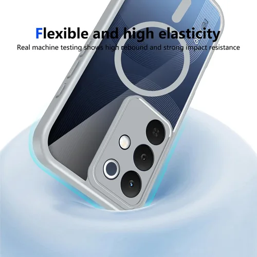 Vista 362 de Funda magnética transparente compatible con Xiaomi 17T, color negro 2 en 1 PC + TPU cubierta de teléfono a prueba de golpes, carcasa protectora