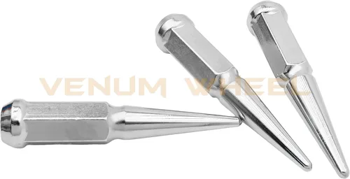 Vista 3 de Venum wheel accessories 20 tuercas cromadas Rosca de 1/2 a 20 4.5 pulgadas de alto + enchufe de llave Funciona con Chevrolet GMC C10 K10 1/2