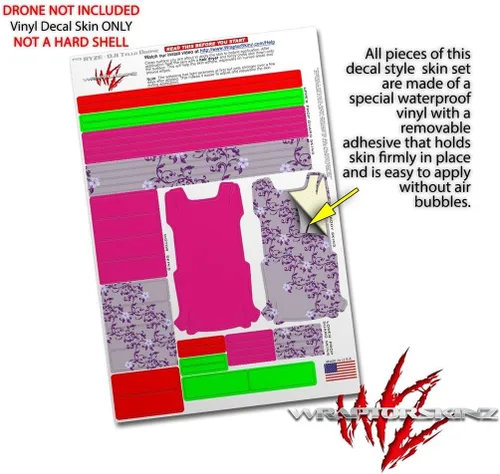 Vista 4 de Skin Decal Wrap Pack 2 para DJI Ryze Tello Drone Solids Collection Fushia Drone no incluido