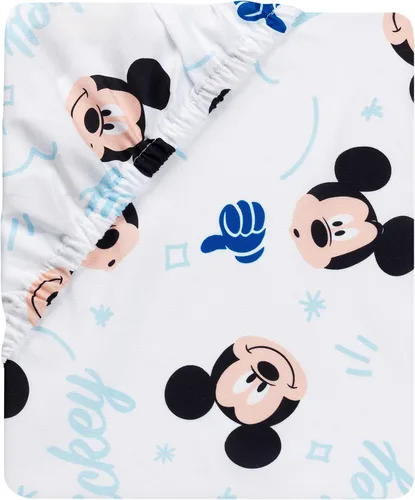 Vista 3 de Lambs & Ivy Disney Baby Forever Mickey Mouse - Sábana bajera ajustable para cuna blanca Fits Standard Size Crib/Toddler Mattress Measuring 52" x