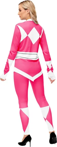 Vista 7 de AOBUTE Womens Rangers Costume 2 Piece Clothing Set Halloween Superhero Cosplay Shirt and Leggings