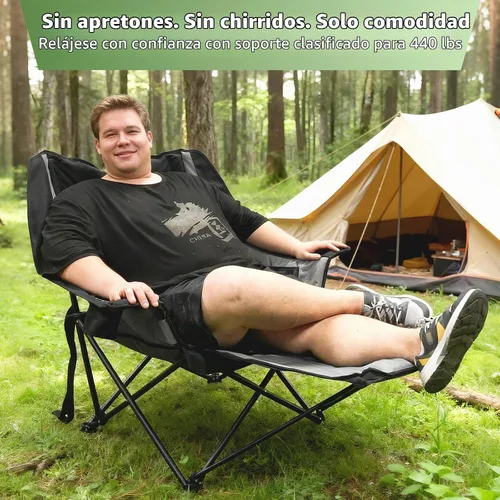 Vista 3 de GEERTOP Silla de camping acolchada de gran tamaño con reposapiés