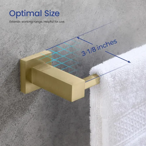 Vista 7 de KIBI Cube - Juego de accesorios de baño de 5 piezas, kit de accesorios de baño para montar en la pared, latón premium, incluye toallero, anillo
