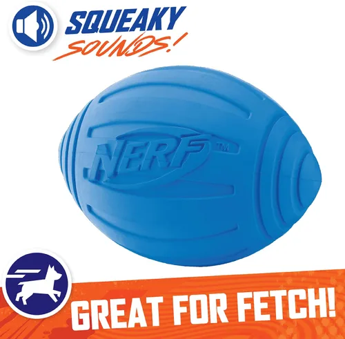 Vista 3 de Nerf juguete fútbol con sonido para perro, Sencillo, Azul