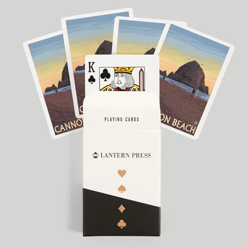Vista 6 de Lantern Press Cannon Beach, Oregon, Haystack Rock (52 cartas de juego, baraja de cartas de tamaño póquer con comodines)