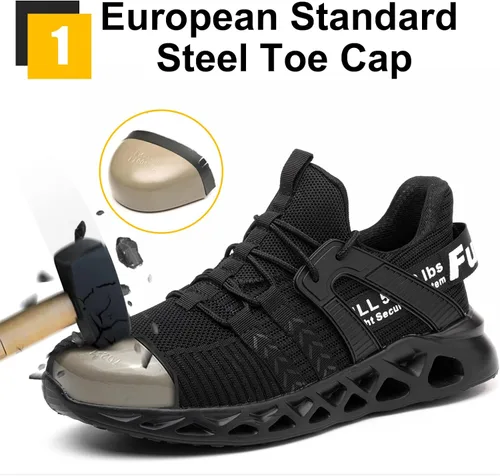 Vista 2 de Furuian Zapatos de punta de acero para hombres y mujeres cómodos tenis de acero para hombres zapatos de seguridad zapatos de trabajo antideslizantes