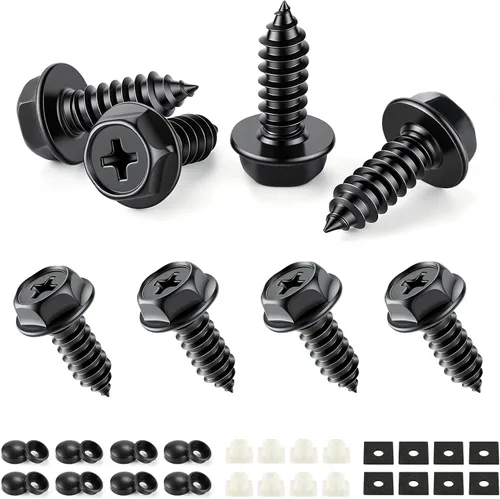 Vista 8 de Juego de tornillos antirrobo para placa de matrícula para asegurar marcos y cubiertas, pernos para placa de matrícula, tornillos M6 (1/4") a prueba