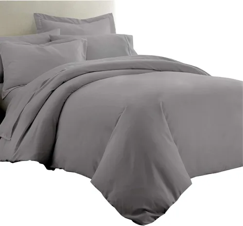 Vista 3 de Royal Tradition Juego de ropa de cama de viscosa de bambú sólido de 7 piezas, funda de edredón y fundas de almohada con sábanas, color beige