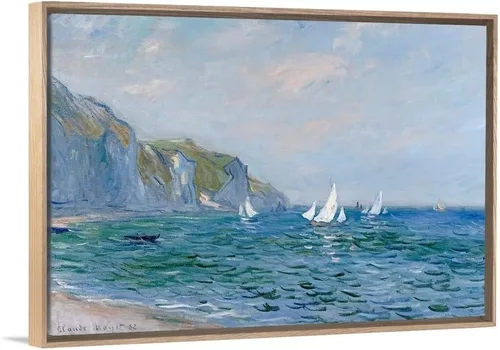 Vista 8 de CANVAS ON DEMAND Lienzo decorativo para pared, diseño de acantilados y veleros en Pourville por Claude Monet, impresionismo, costero, tradicional