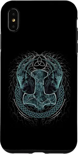 Vista 7 de Funda de mitología nórdica pagana para iPhone 15 Viking Mjolnir Thors Hammer
