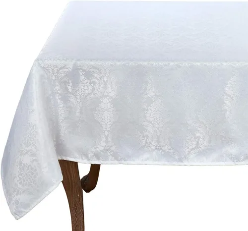 Vista 4 de Fennco Styles Mantel de la colección de manteles blancos de damasco (4 servilletas de 20 x 20 pulgadas)