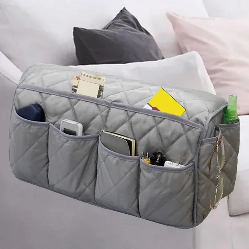Vista 9 de MEHIDFY Organizador de sillón, organizador de reposabrazos de sofá impermeable, organizador de sillón reclinable antideslizante, soporte para mando
