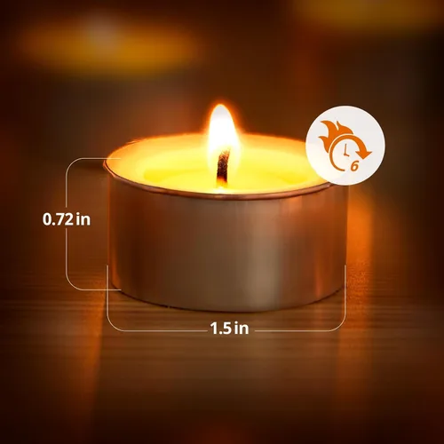 Vista 6 de Ashlux Velas de té sin perfume con forma de palma, paquete de 25 unidades a granel, 4.5 horas de combustión, velas de té blancas de larga duración