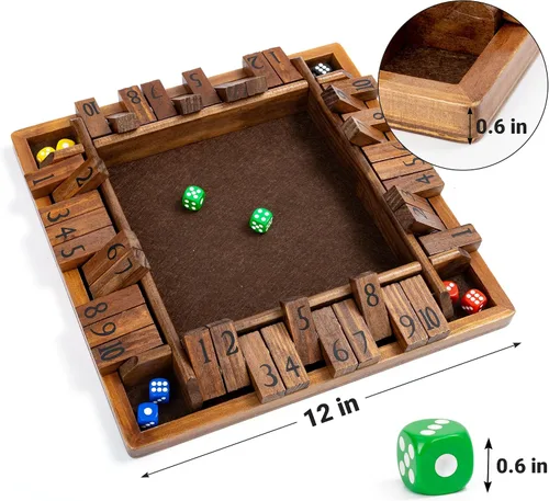 Vista 5 de ropoda Juego de mesa de dados de 4 vías de 12 pulgadas (2-4 jugadores) para niños y adultos