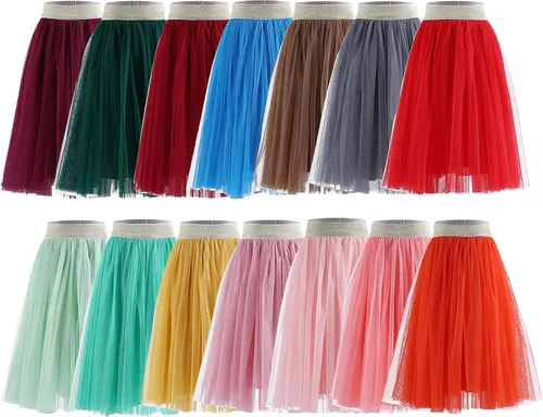 Vista 5 de Tutú para niña pequeña y niña, falda larga de tul en capas para niñas pequeñas y grandes 1T-16T