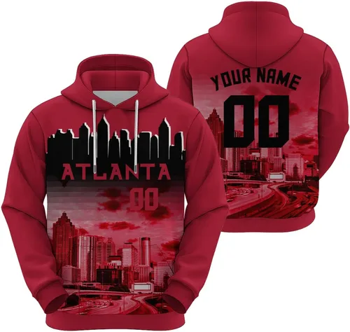 Vista 10 de Custom Football Hoodies City Night Skyline Personalized Sweatshirt Name Number Fan Gift Pullover for Men Women Youth