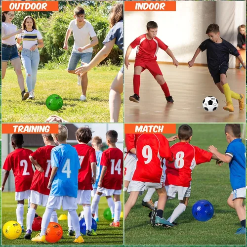 Vista 6 de 6 pelotas de fútbol con bomba de inflado, tamaño a granel, 5/4/3, pelotas de fútbol desinfladas, regalo para jóvenes y adultos, práctica
