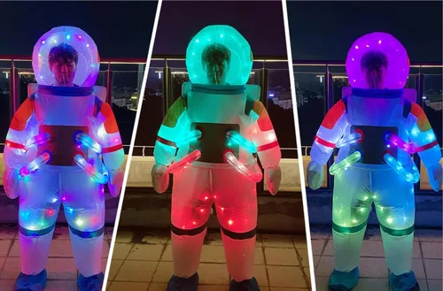 Vista 4 de bDDeDD Disfraz inflable de payaso con luz LED para fiesta de Navidad