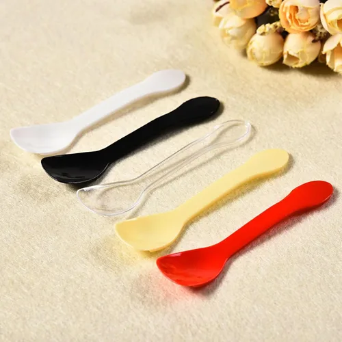 Vista 7 de 100 cucharas de helado, cuchara desechable para pastel, cuchara de pudín de yogur de plástico, color negro
