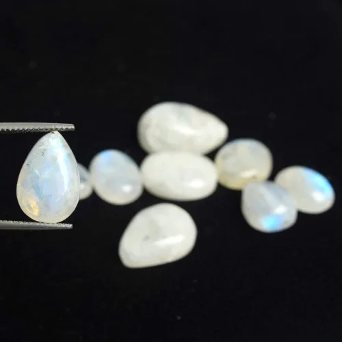 Vista 5 de GEMHUB Natural Mix Cabujón Multi-Fire Moonstones 100 Ct Lote de 9 piezas de piedras preciosas sueltas