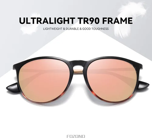 Vista 2 de Fozono Gafas de sol polarizadas redondas retro para mujer, gafas de sol vintage con protección UV