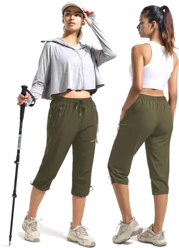 Vista 11 de BVVU Pantalones cargo capri de senderismo para mujer, ligeros, de secado rápido, pantalones deportivos impermeables para exteriores, pantalones