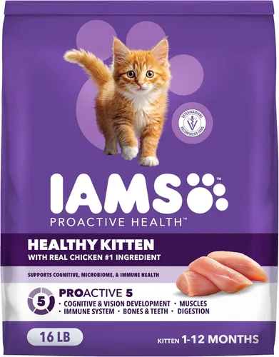 Vista 13 de IAMS Proactive Health Healthy Kitten Dry Cat Food, Chicken, 3.5 lb Recomendados por veterinarios, DHA Omega-3 y taurina apoyan el cerebro