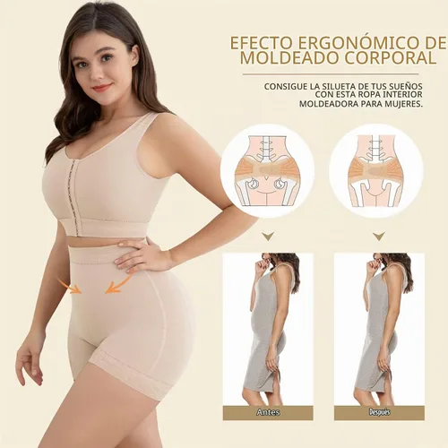 Vista 6 de KELLYLEE Pantalones cortos de ropa interior con control de abdomen para mujer, de cintura alta, moldeadores de glúteos, pantalones cortos beige