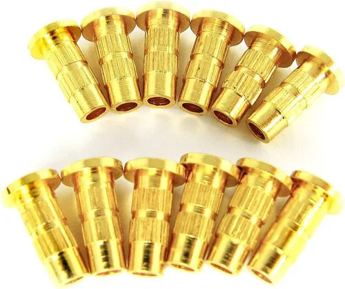 Vista 2 de 12 casquillos dorados de cuerda de guitarra de diámetro estrecho