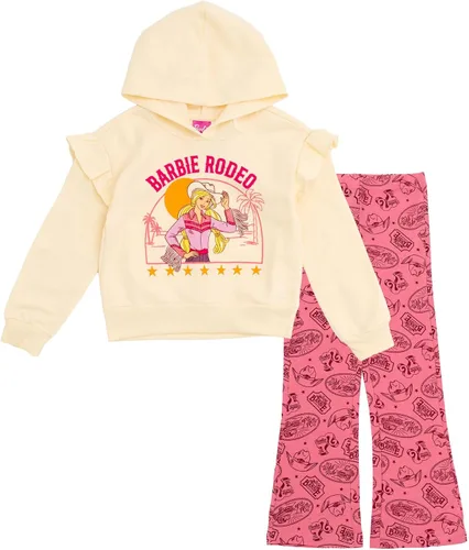 Vista 10 de Conjunto de sudadera con capucha de forro polar y leggings para niñas Barbie, desde niños pequeños hasta niños grandes (2T - 18-20)